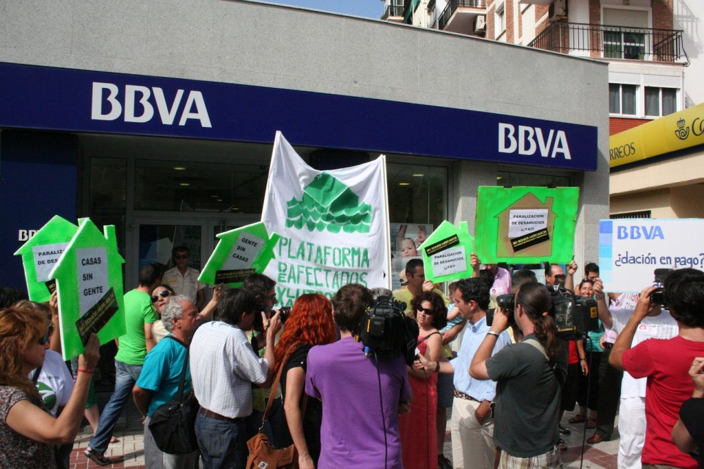 Protesta anti desahucios en Málaga. Crédito: Wikimedia